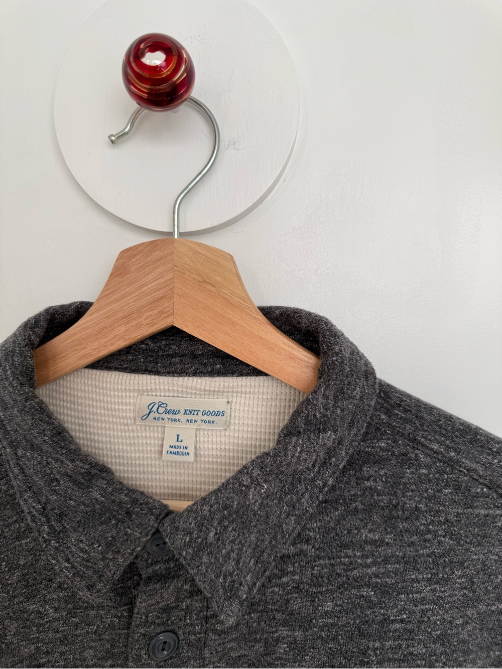 J.Crew Knit Goods Men's Charcoal Grey Heather Thermal Lined Long Sleeve Large